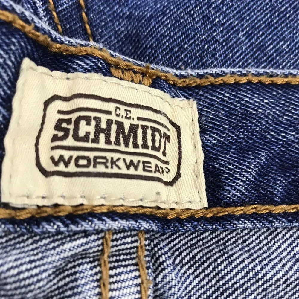 Schmidt Jeans Mens 44 x 33 Straight ‎ Medium Wash Denim Workwear